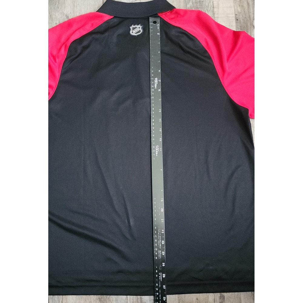 Reebok Polo Shirt Mens Large Black Red Chicago Blackhawks NHL Center Ice PlayDry - Picture 4 of 4
